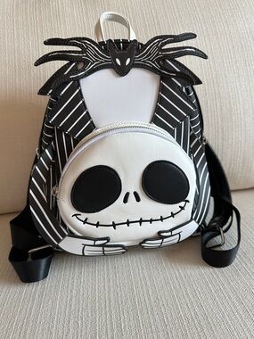 Loungefly and Disney Jack Skellington Black & White Mini Backpack